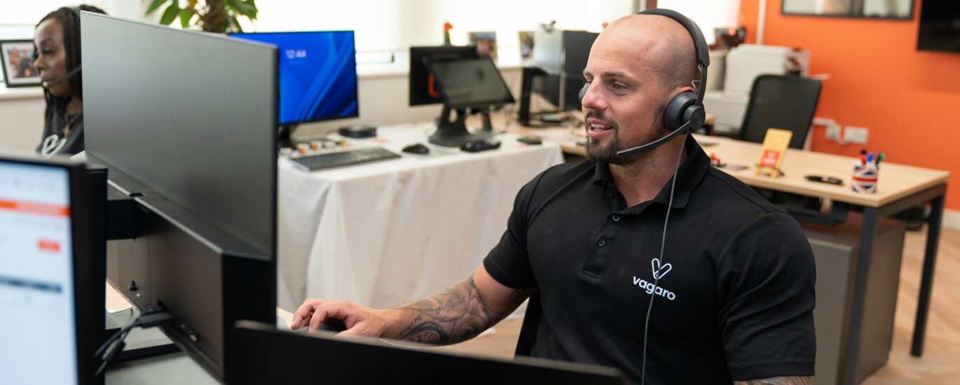 Call center services showing customer support agents handling client calls and inquiries professionally