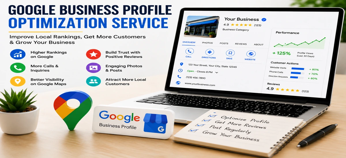 Google Business Profile Optimization Service helping businesses improve Google Maps rankings, local SEO, and customer engagement.